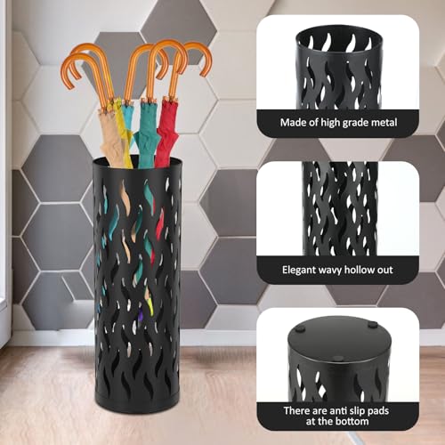 Metal Umbrella Stand, Freestanding Hollow Umbrella Holder for Entryway