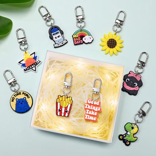 Pabucle Random-200 Bulk Cute Keychain Pack for Car Keys, Purses & Bags