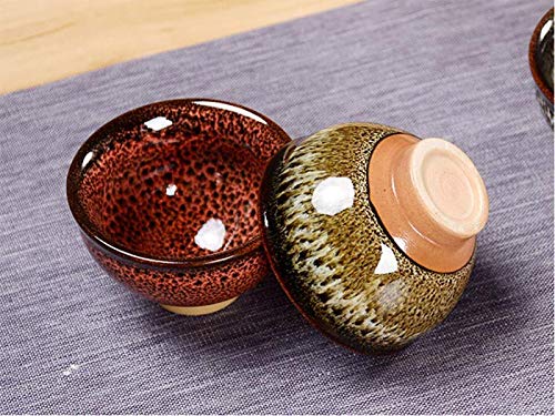 6pc Ceramic Kung Fu Tea Set with 6 Colors - Japanese Sake and Tea Cups, 2.1oz Capacity