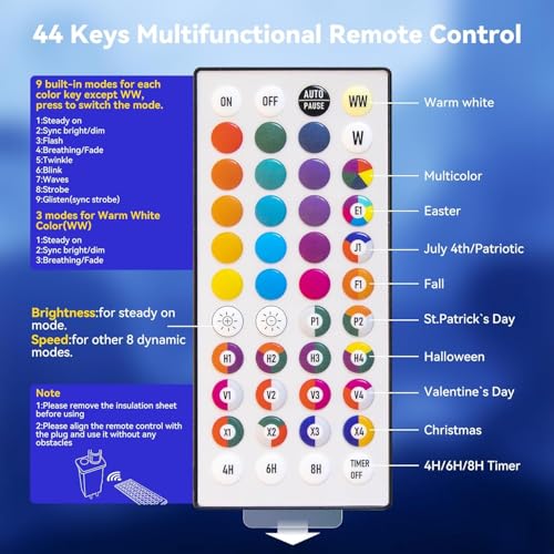 Color Changing Christmas Lights 35 Colors 33FT 100 LED Connectable Waterproof String Lights with Remote - Clear Wire