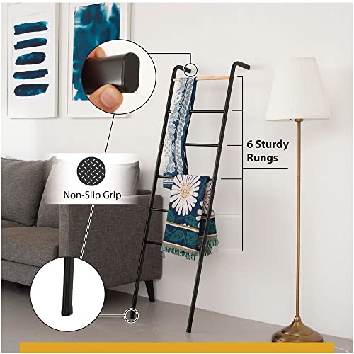 INNOKA White Wall Leaning Ladder Rack for Clothes & Home Decor