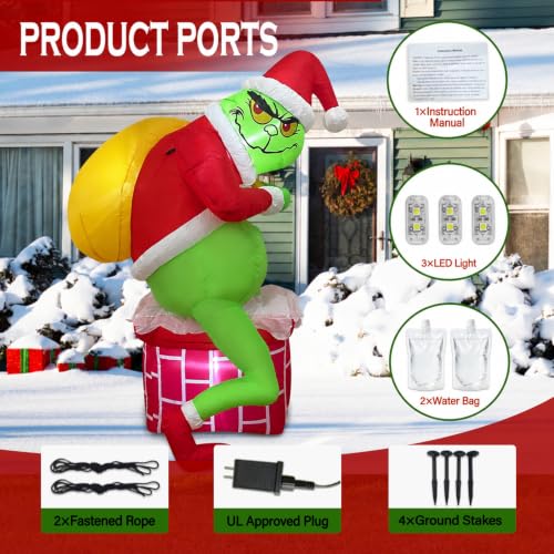 Christmas Inflatable Santa Chimney Decoration with LED Light Outdoor Yard Decor