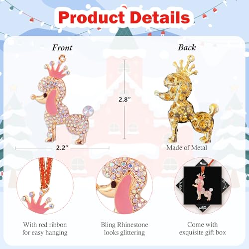 FurniGift Pink Poodle Christmas Ornament - Dog Lover Gift, Animal-dog-pink