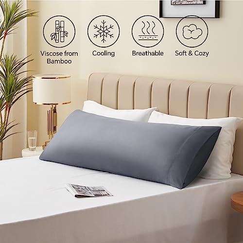 BEDELITE Cooling Bamboo Body Pillowcase - 20"x54" Soft Grey Cover