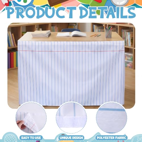 Notebook Paper Design Table Skirt for Classroom Teacher Desk 6ft