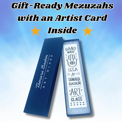 Handmade 4-Inch Mediterranean Sea Art Glass Mezuzah Case - Weatherproof