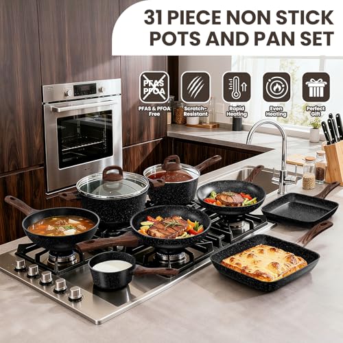 31-Piece Nonstick Pots and Pans Set - Induction Cookware & Bakeware