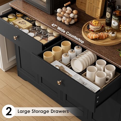 71-Inch Tall Kitchen Pantry Cabinet with RGB LED, Power Outlet and Hutch
