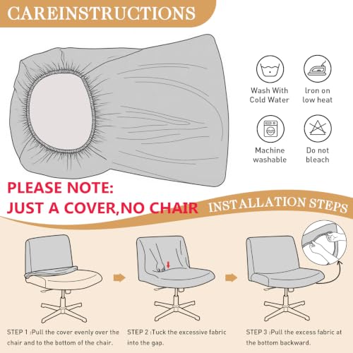 Criss Cross Armless Chair Cover - Stretch Slipcover for Office & Home