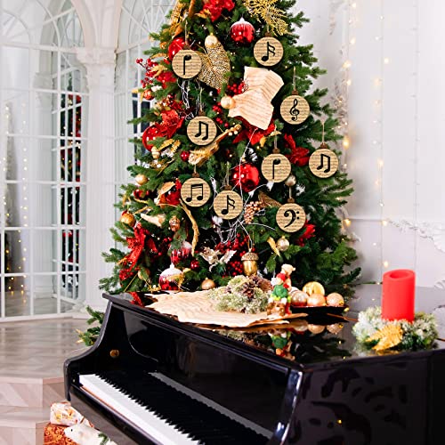 Gerrii 36 Pcs Wooden Christmas Music Ornaments Treble Clef Decoration Brown - Holiday Wall Decor
