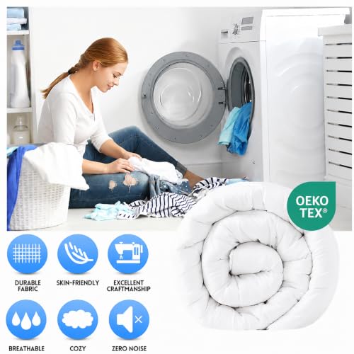 EASELAND Queen Down Alternative Comforter - All Season Duvet Insert, White