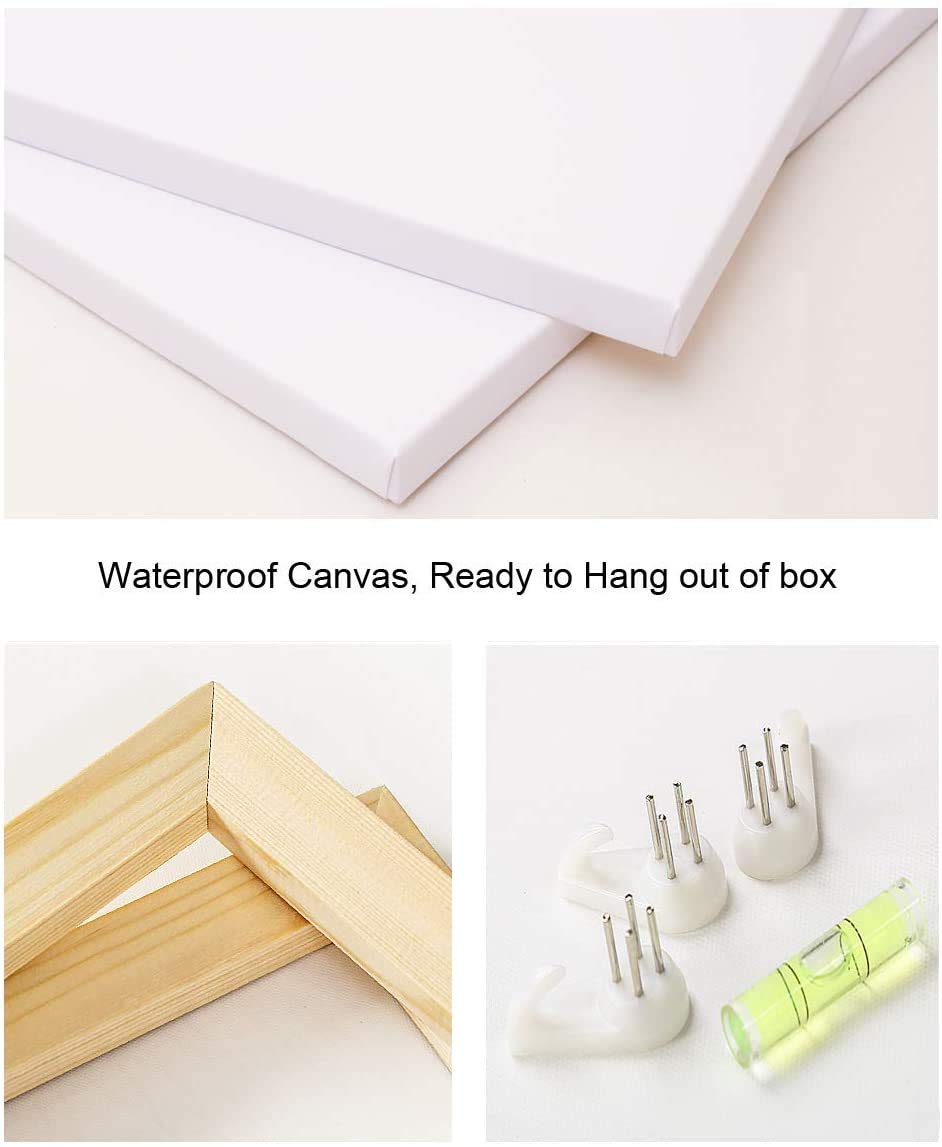 Biuteawal Farm Animal Wall Art Highland Cow with Long Horns Picture Print on Canvas Cattle Painting for Home Farmhouse Wall Decor Ready to Hang