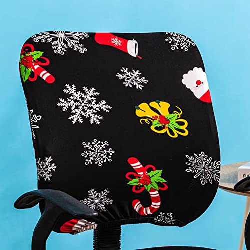 VIOKKO Christmas Office Chair Cover 2-Piece Waterproof Stretchable Seat & Back Protector, Merry Christmas - Black
