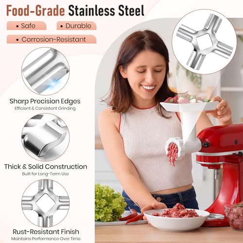 2-Pack Stainless Steel Meat Grinder Blades for Food Grinder Attachments
