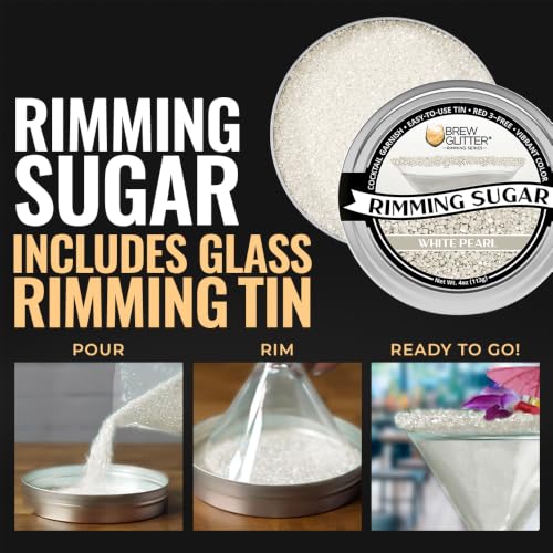 Bakell 4oz White Glitter Rimming Sugar for Cocktails & Baking - Edible Garnish