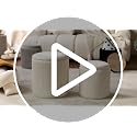 Set of 2 Round Velvet Storage Ottomans with Removable Tray Lid