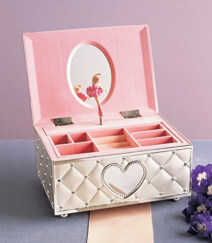 Musical Ballerina Jewelry Box with Mirror, Silverplate Keepsake Gift