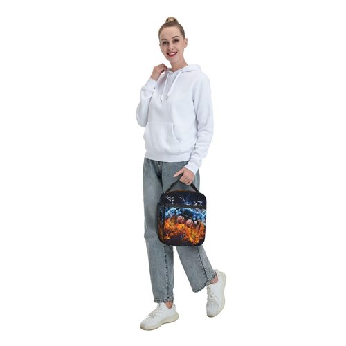 Anyako Video Game Lunch Box Fire and Water Game Lunch Bag Insulated Portable Reusable Lunch Tote Kit Waterproof Cooler Bag for Men Women Picnic Office Collega Travel Working