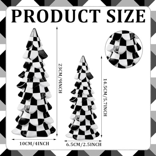 SiliFine Resin Checkered Christmas Tree Figurines - Pine, 2-Piece Set