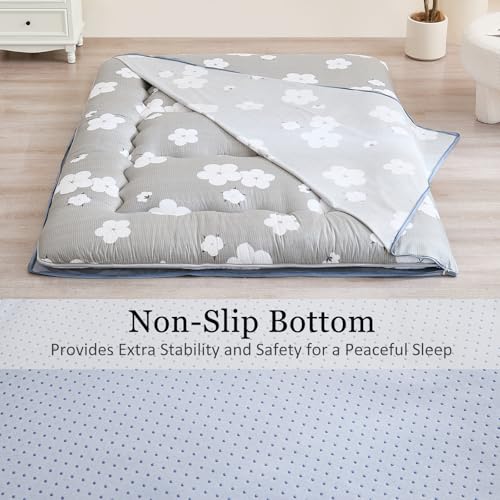Futon Mattress Cover with Zipper | Anti-Slip Grey Polyester