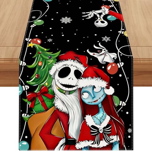 Jiudungs Christmas Table Runner, Xmas Holiday Decorations for Home