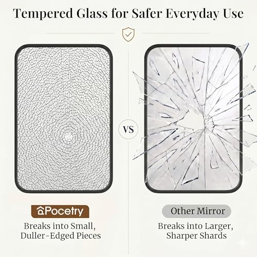 2-Pack 24x36 Inch Matte Black Rounded Rectangle Wall Mirrors, Iron Frame