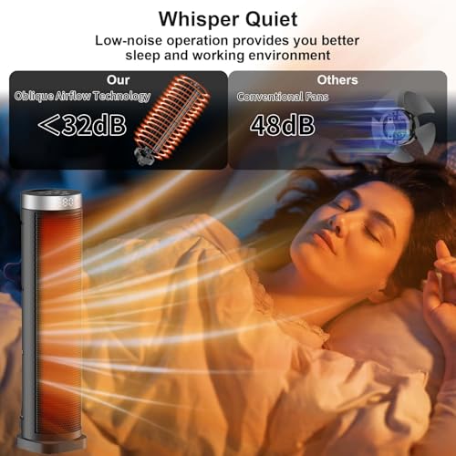 Oscillating Tower Space Heater with Remote and Thermostat 1500W