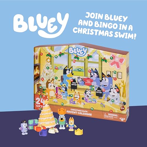 Bluey Christmas Swim 24-Day Advent Calendar Toy Playset with Mini Figures