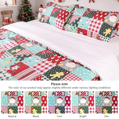 Gogreen Christmas Duvet Cover Set King Size 3P Microfiber Bedding with Zipper