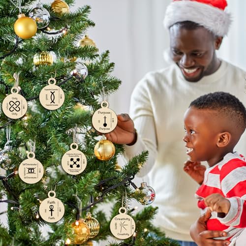Thyle 7 Pcs Kwanzaa Wooden Hanging Ornaments - African Symbols & Principles