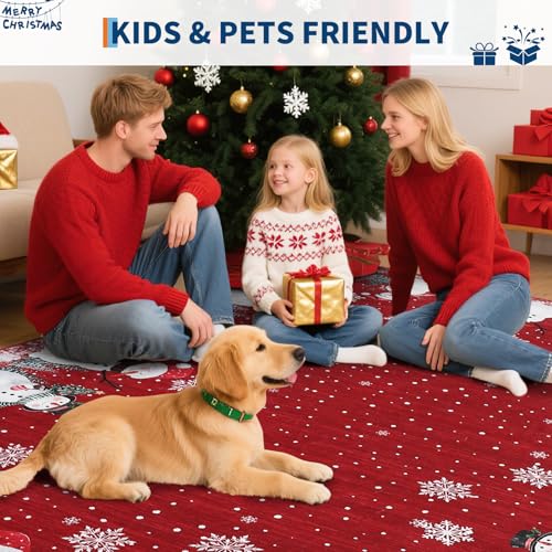 GarveeHome Snowman Red Christmas Area Rug 8x10 Non Slip Holiday Decor