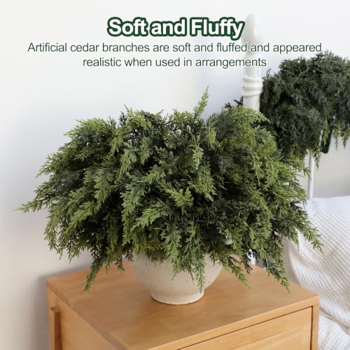 GlimLit 12Pcs 18in Real-Touch Cedar Branches - Green, Artificial Foliage