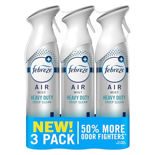 Febreze Air Mist Room Freshener Spray Heavy Duty Crisp Clean 8.1oz 3-Pack