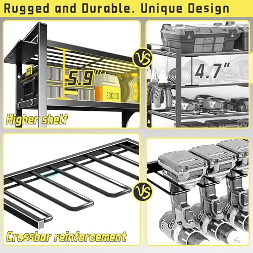 Power Tool Organizer Wall Mount 4-Layer Heavy Duty Storage Rack