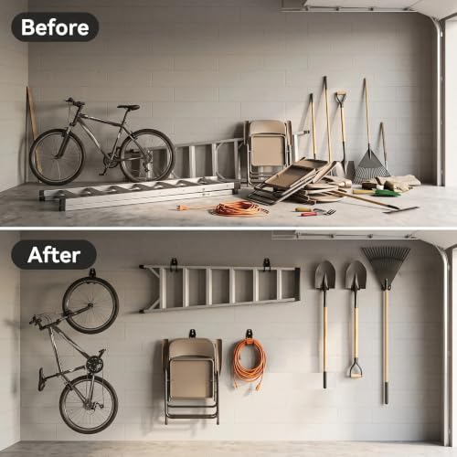 Heavy Duty Garage Wall Hooks 4 Pack Large Square Utility Hangers for Ladders and Bikes