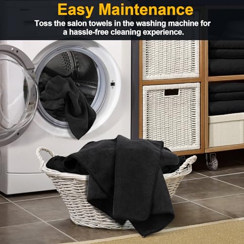 UNIMADE Black Microfiber Salon Towels 24 Pack - Hair, Spa & Salon Use