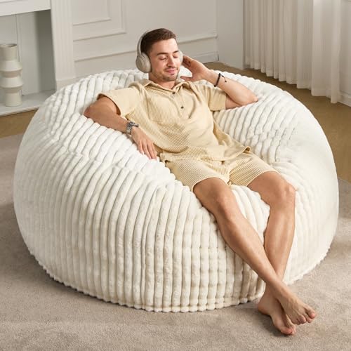 Oversized 6ft Memory Foam Bean Bag Chair with Washable Fluffy Cover