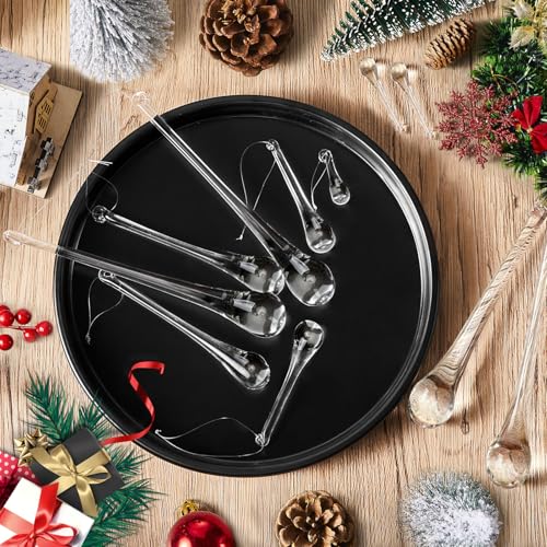 Clear Glass Raindrop Christmas Ornaments Set - 30 Pieces, 5 Sizes, Holiday Decor