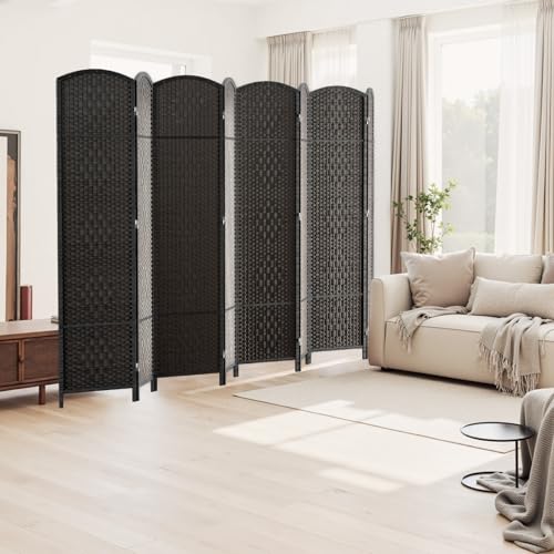 8-Panel Room Divider, 6ft Tall Folding Privacy Screen in Dark Mocha