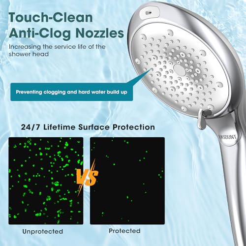 Filtered Handheld Shower Head with Hose - 8-Spray High Pressure Water Softener