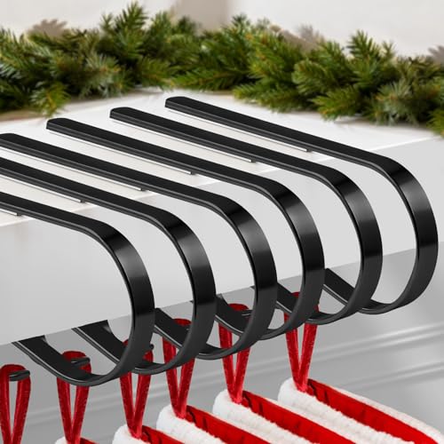 Adjustable Christmas Stocking Holders for Mantle - 6 Pack Metal Hangers