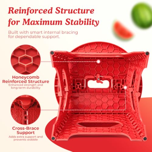 9-Inch Folding Step Stool for Kids - Non-Slip Collapsible Stool with Handle