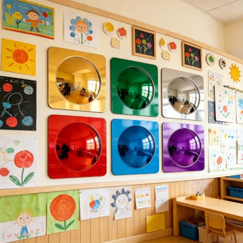 6-Piece Sensory Bubble Wall Mirror Set, Shatterproof Acrylic Wall Decor