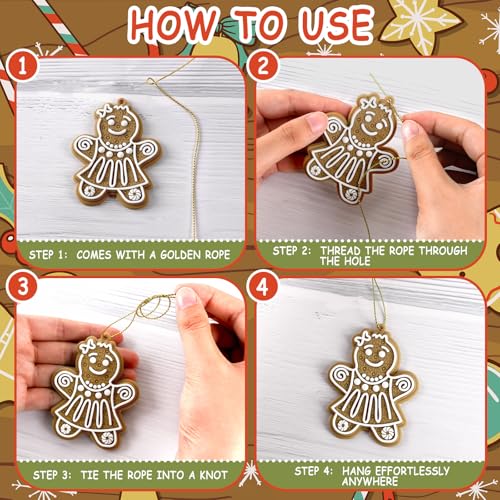 Kockuu 24pcs Christmas Gingerbread Ornaments Mix Classic Gingingerbread Ornament Set