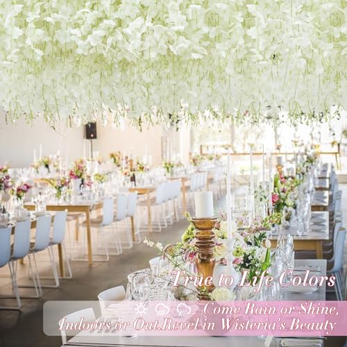 40 Pack Artificial Wisteria Hanging Flowers - 3.6 Ft Vines for Home Decor & Weddings