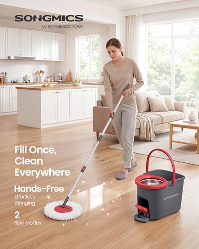 Spin Mop and Bucket Set with Foot Pedal Wringer & Extendable Handle