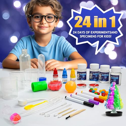24-Day Science Advent Calendar Kit with Video Instructions for Kids