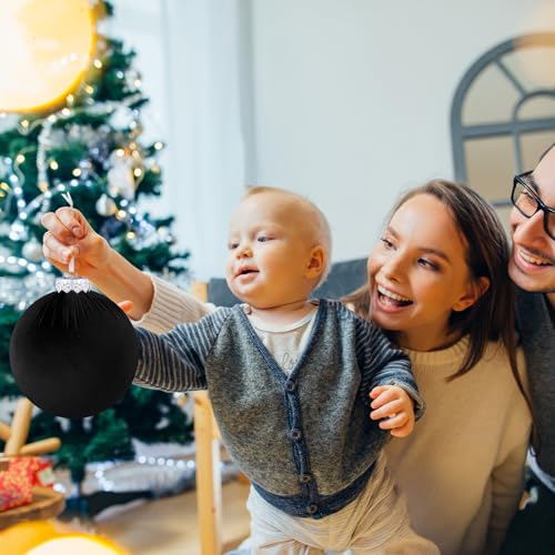 Rotatingpals Black 12-Pc Jumbo Velvet Christmas Balls Ornament Set 6 Inch