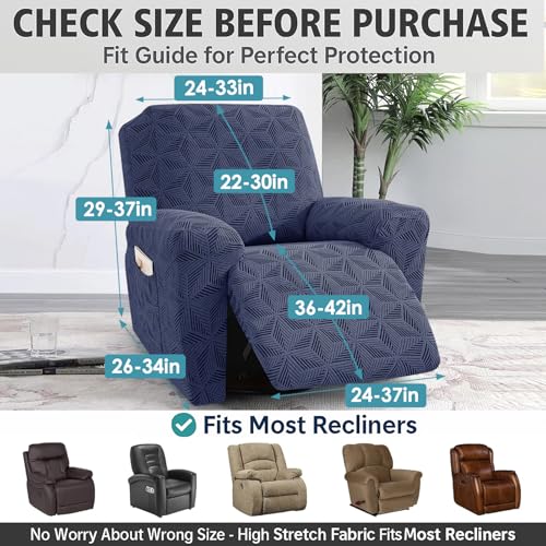 Stretch Recliner Chair Cover - Geometric Jacquard Furniture Protector