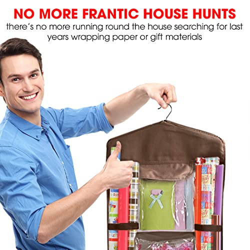 Hanging Gift Wrapping Paper Storage Organizer Bag for 40-Inch Rolls